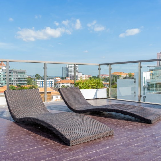 patio furniture on rooftop deck
